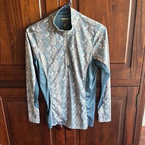 Arista Equestrian Blue Snake Print Long Sleeve Riding Top